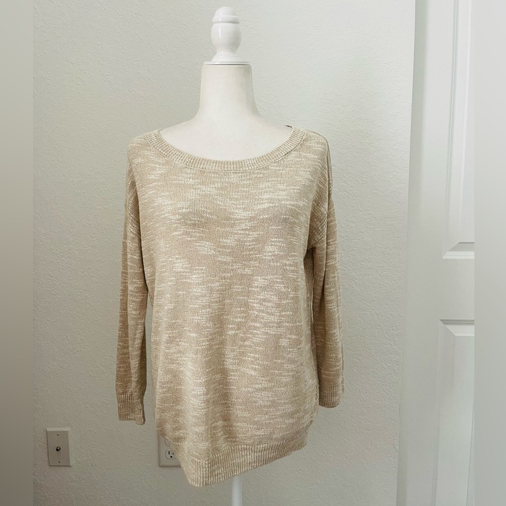 Banana Republic Neutral Heather Linen Blend Crewneck Sweater Size S